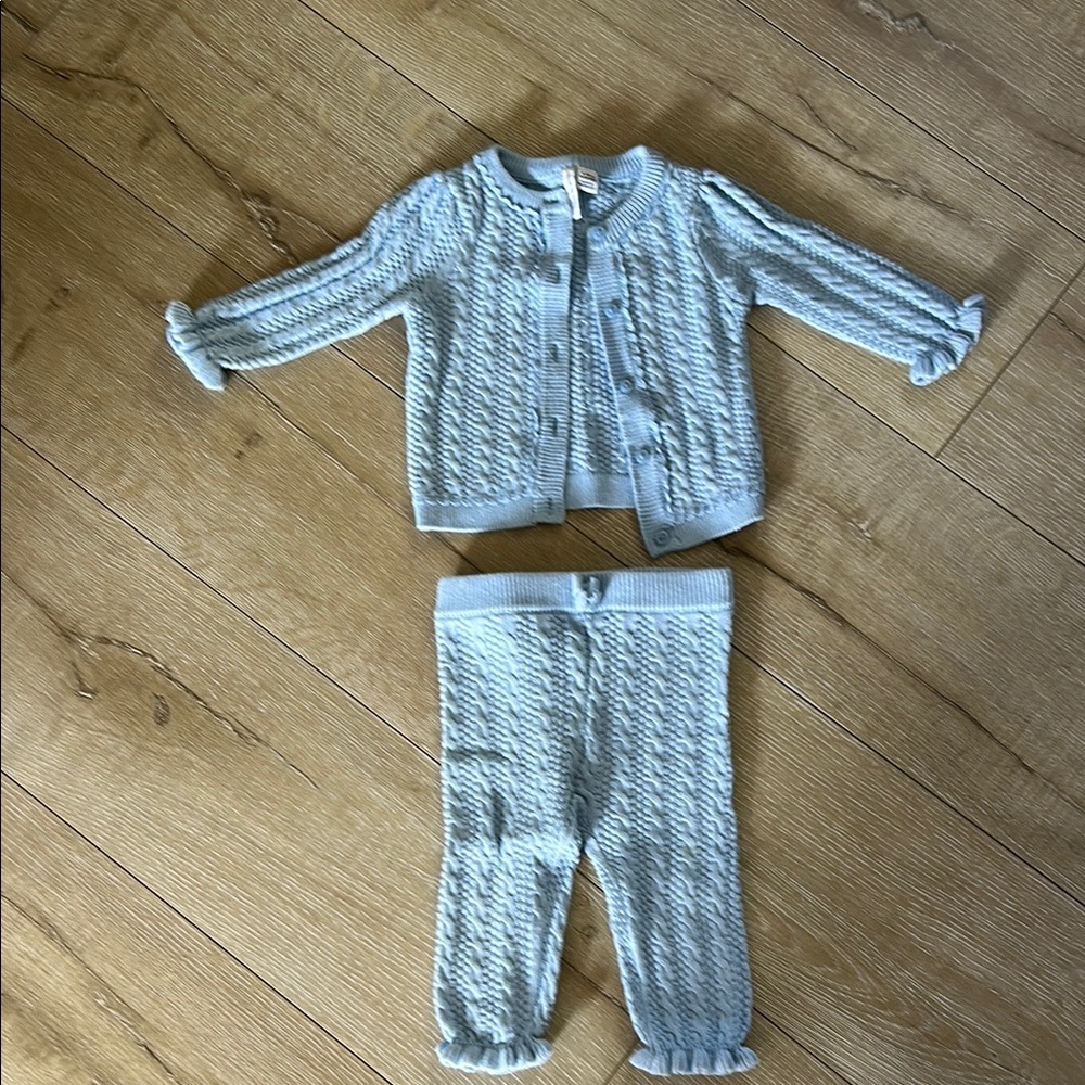 Janie and Jack Blue Knit Kids Matching Set